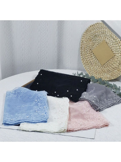 Scarvii - Floral Embroidered Sheer Lace Scarf