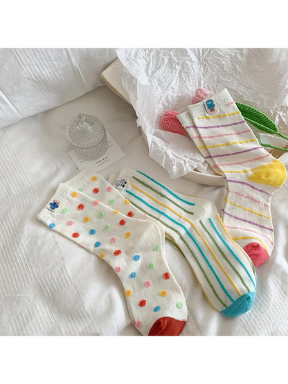Rufia - Playful Geometric Pattern Crew Socks