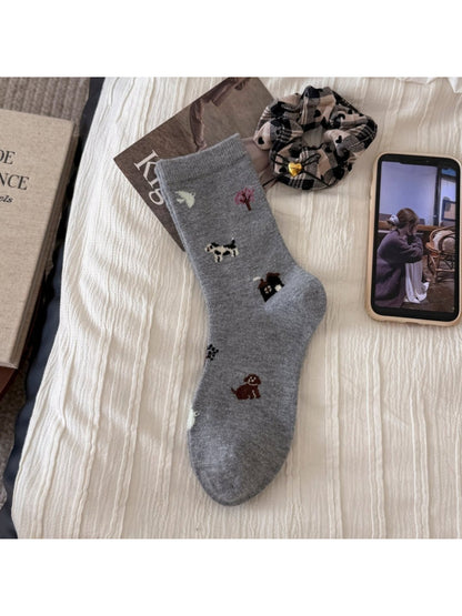 Rufia - Puppy Motif Cozy Crew Socks