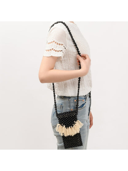 Cosbai - Beaded Woven Mini Crossbody Bag - Boho & Charm