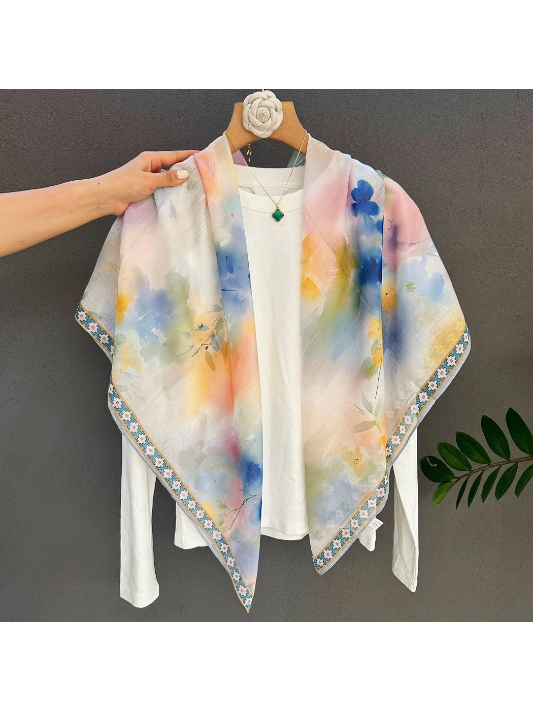 Scarvii - Gradient Watercolor Printed Square Scarf