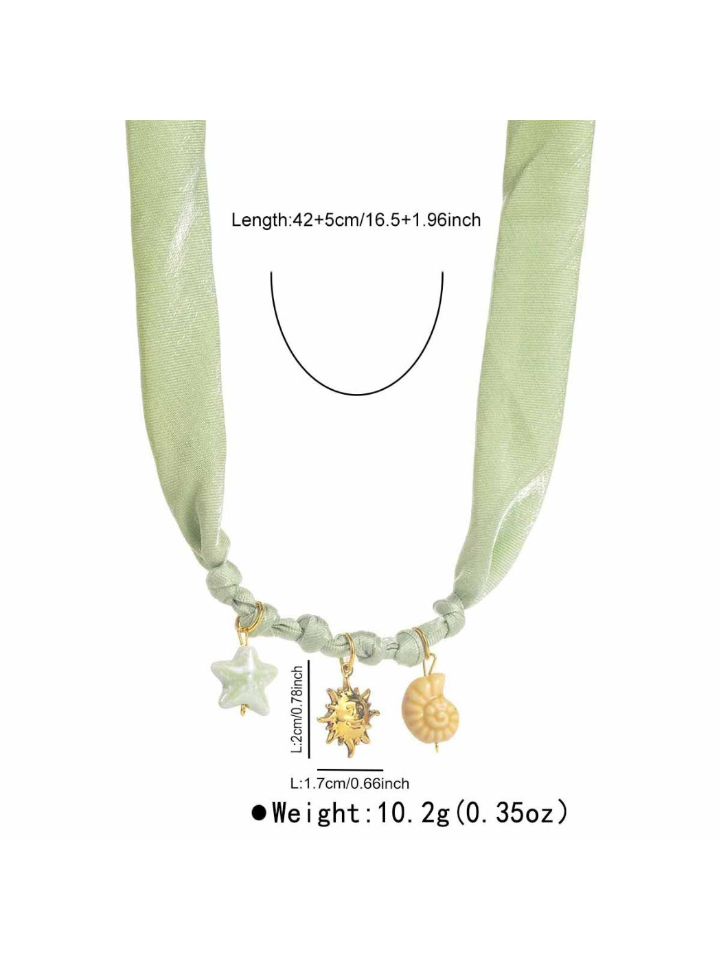Neckit Summer Charm fabric necklace worn on a model's neck with summer outfit