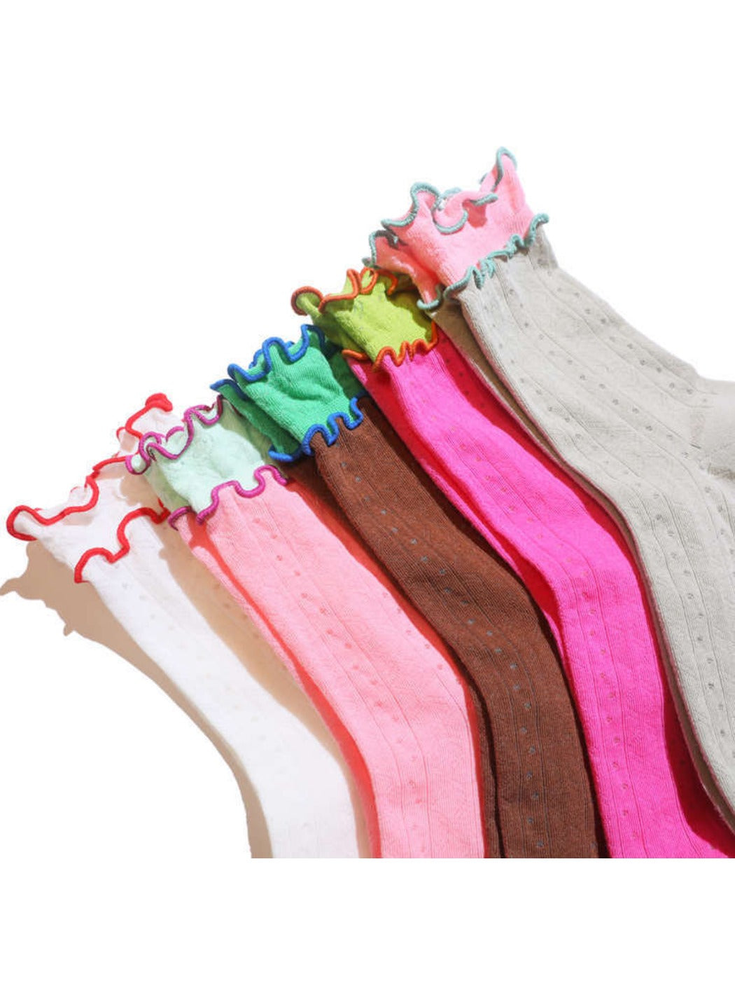 Rufia - Double-Layer Rainbow Colorblock Lace Ankle Socks