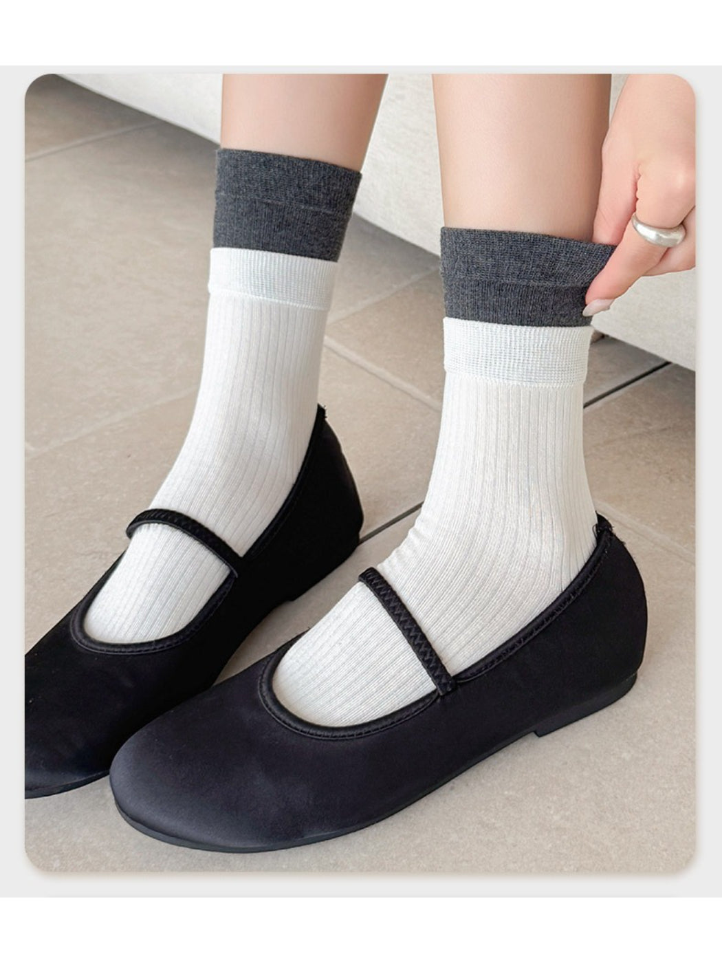 Rufia - Color Block Knit Crew Socks