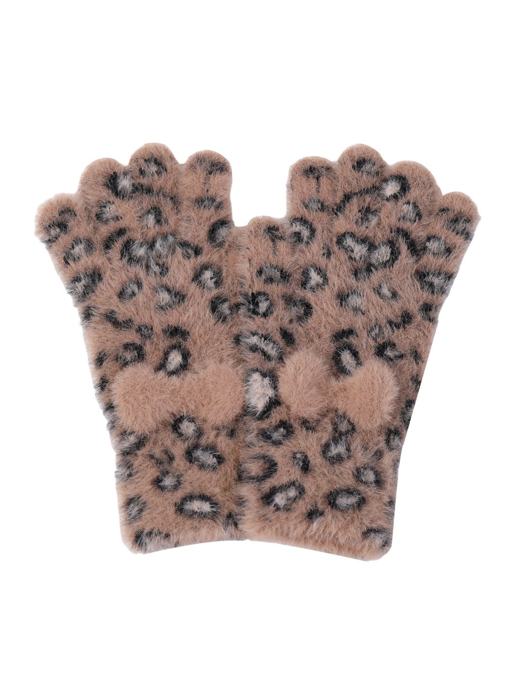 Gloving – Leopard Bow Plush Knit Gloves