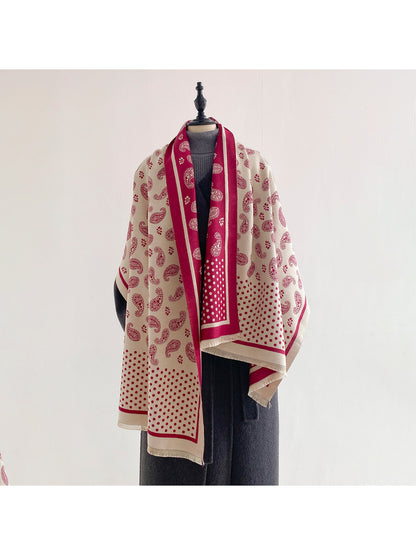 Scarvii - Paisley and Polka Dot Fringe Scarf