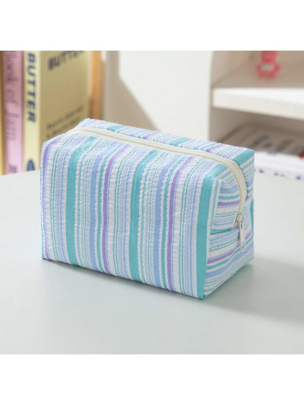 Cosbai - Striped Multi-toned Cosmetic Organizer Bag
