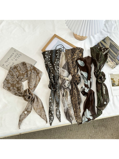 Scarvii - Vintage Style Floral Print Neck Scarf