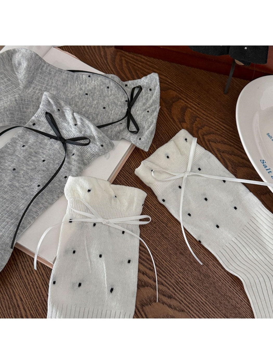 Rufia - Bow Detail Polka Dot Crew Socks