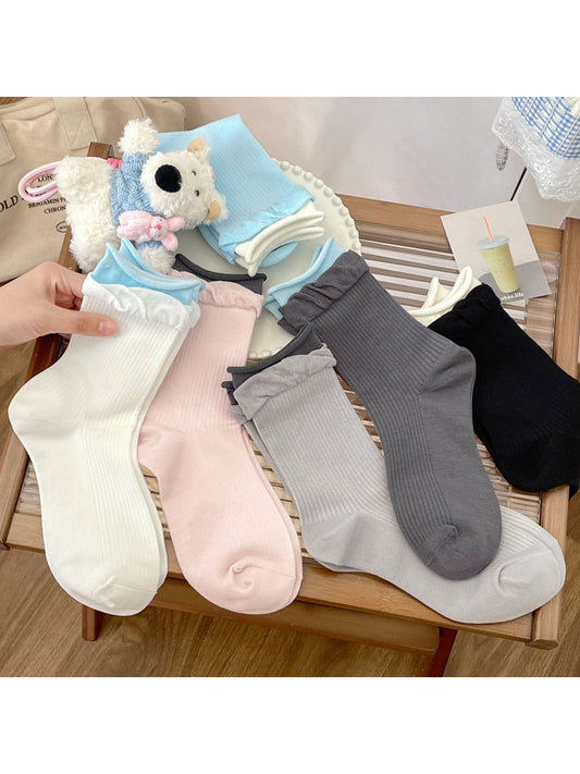 Rufia - Ballet Ruffle Ribbed Crew Socks product image 1