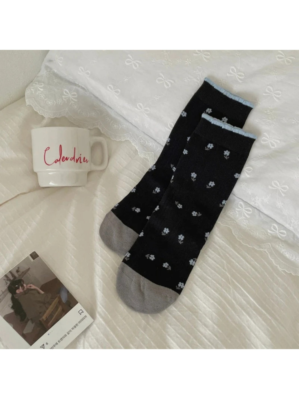 Rufia - Contrasting Toe Color Crew Socks