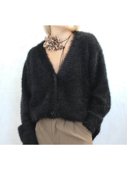 Crosa - Women's V-Neck Knit Cardigan Sweater Open Front Coat