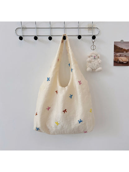 Cosbai – Cherry & Bow Embroidered Sheer-Outer Tote Bag