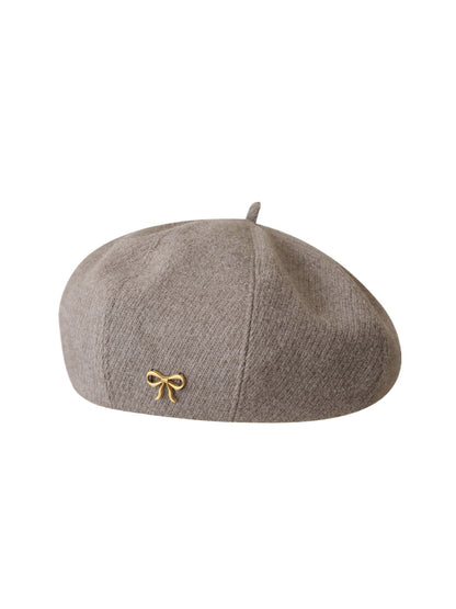 Haila - Bow Accent Panelled Knit Beret