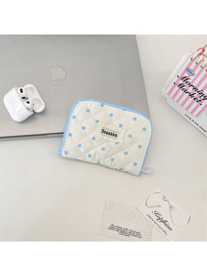 Cosbai - Polka Dot Diamond Quilted Zip Pouch