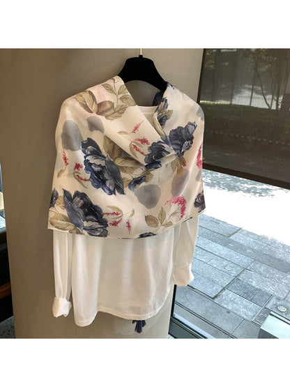 Scarvii - Floral Rectangular Layering Shawl Scarf