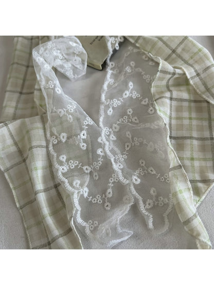 Scarvii - Plaid Lace Fresh Styling Scarf