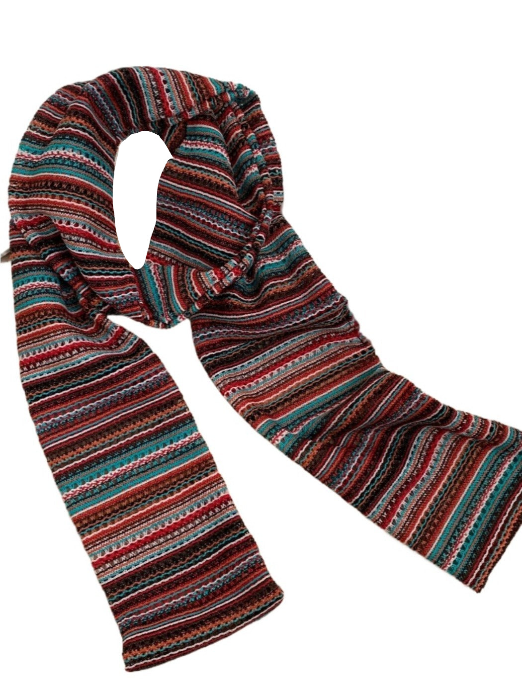 Scarvii - Stripe Color-Block Knit Long Narrow Scarf