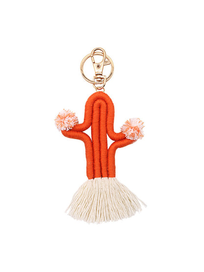 Koco Crochet Cactus Keychain with Pompom & Tassel color options including DarkGreen, LightGreen, Blue