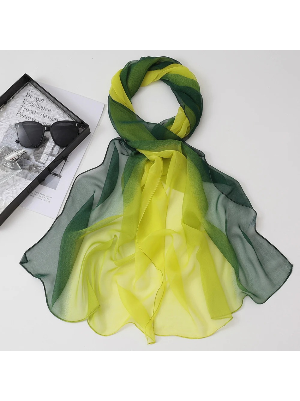 Scarvii - Gradient Color Block Sheer Scarf