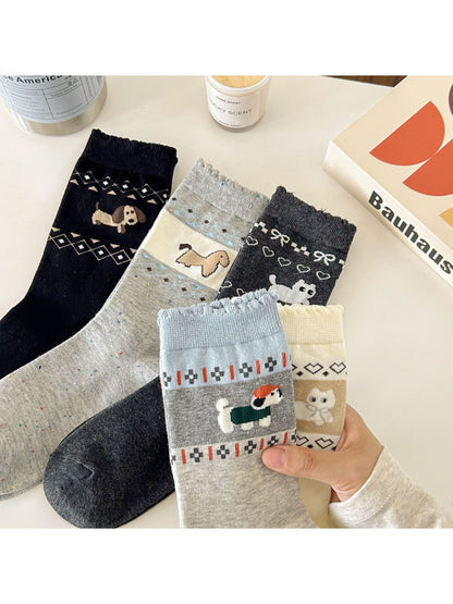 Rufia – Retro Fair Isle Cartoon Socks