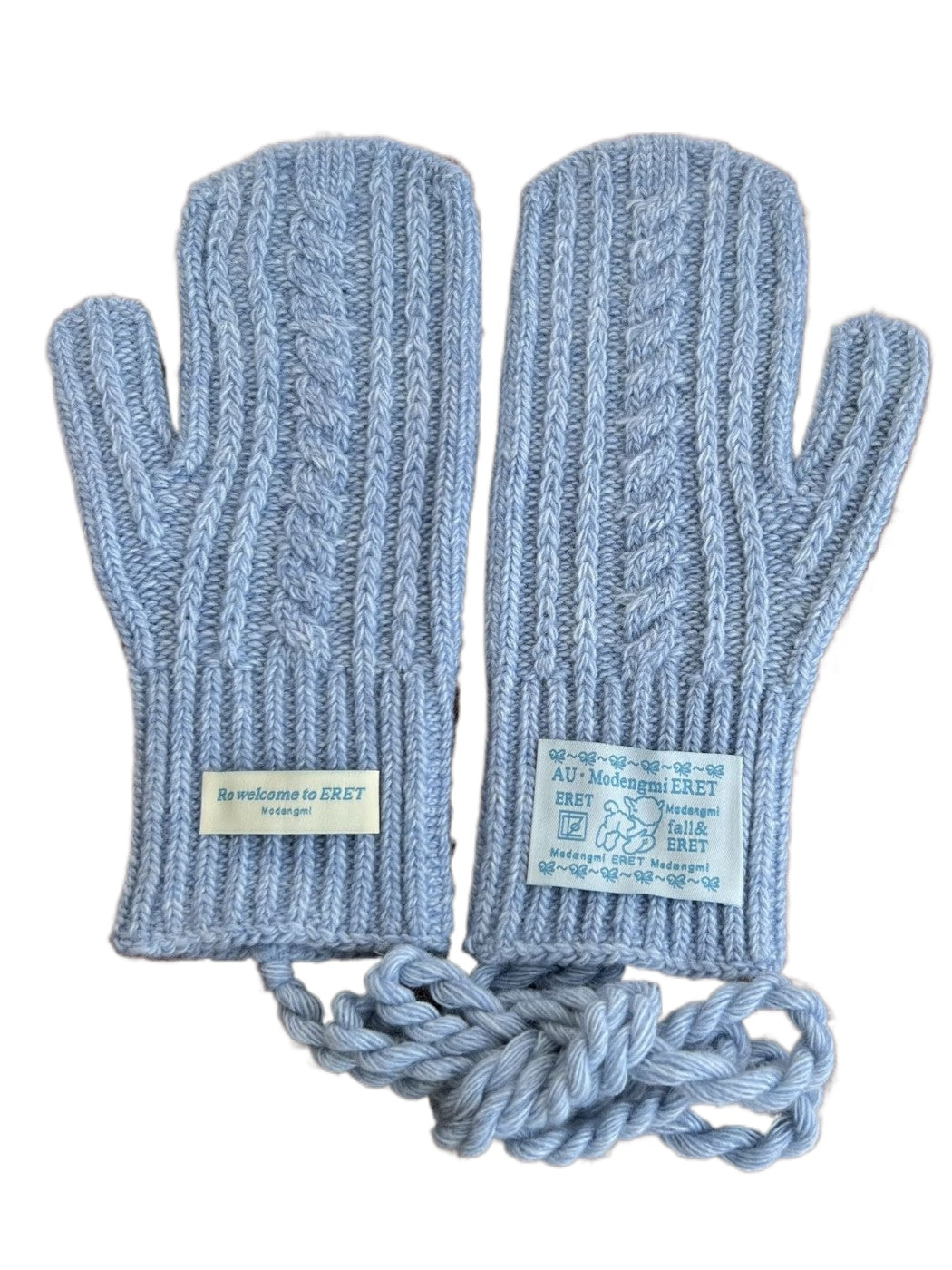 Gloving - Full-Cover Knitted Gloves With Lanyard