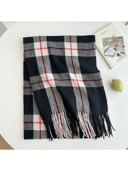 Scarvii - Classic Plaid Tassel Winter Wrap Scarf
