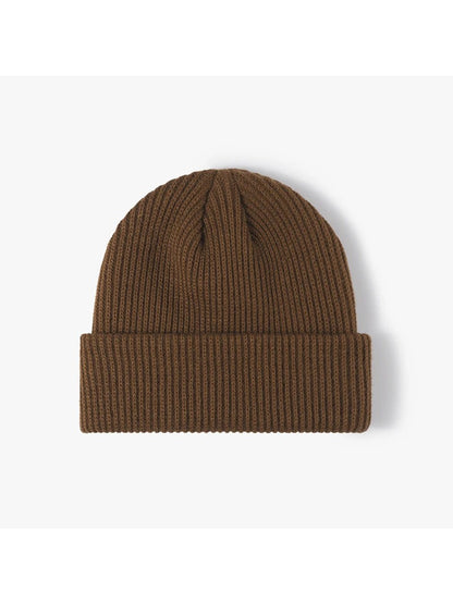 Haila - Solid Ribbed Cuffed Acrylic Knit Beanie