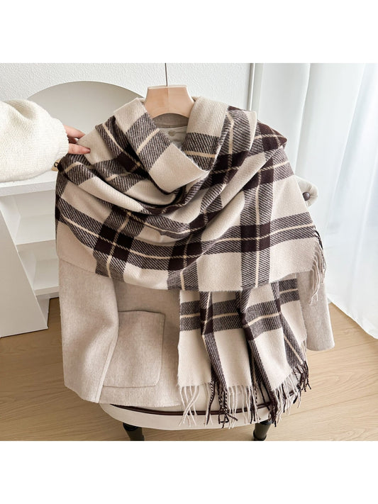 Scarvii - Classic Plaid Tassel Winter Wrap Scarf