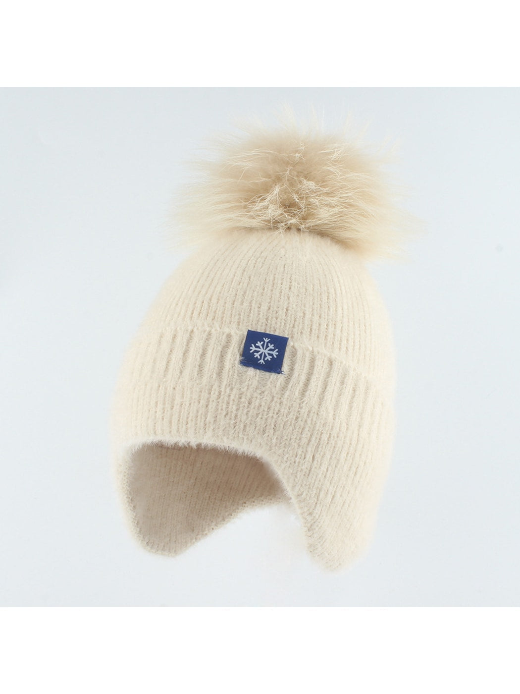 Haila - Pom Accent Women's Knit Ear Flap Beanie