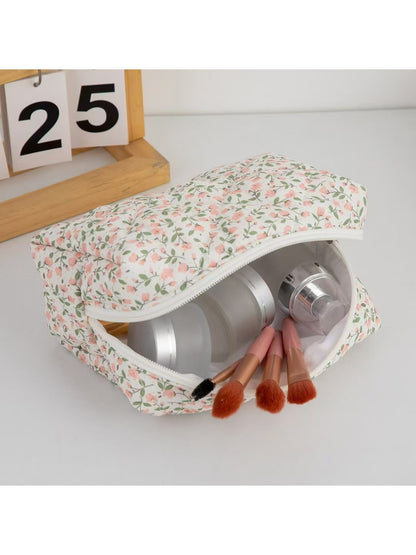 Cosbai - Floral Print Zipper Cosmetic Organizer Bag