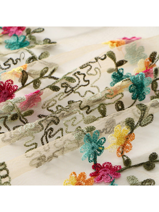 Scarvii - Lace Embroidered Floral Scarf