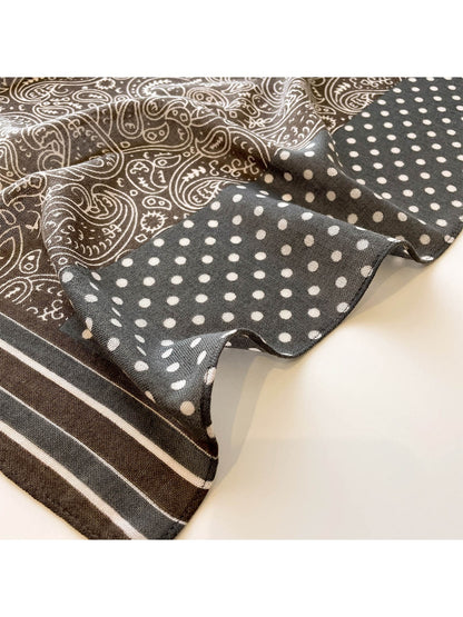Scarvii - Paisley and Polka Spliced Print Square Scarf