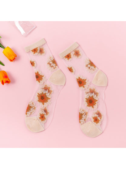 Rufia - Floral Sheer Crew Socks
