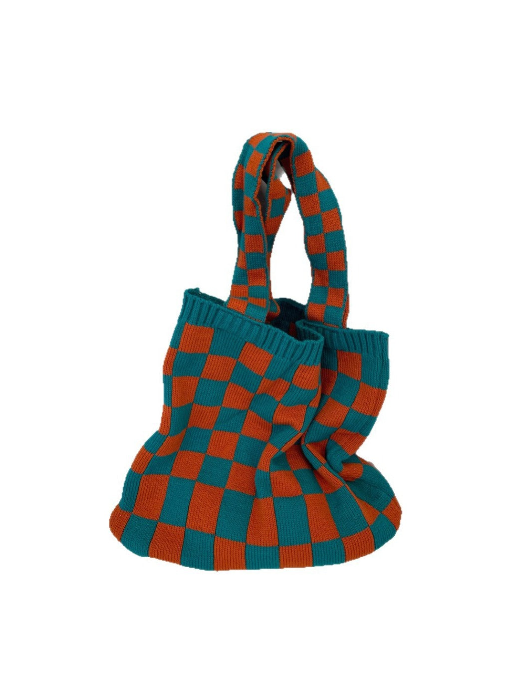 Cosbai – Knitted Checkered Tote Bag