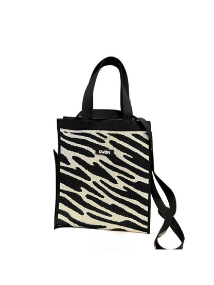 Cosbai - Black & White Large Capacity Tote Bag - Bold & Spacious