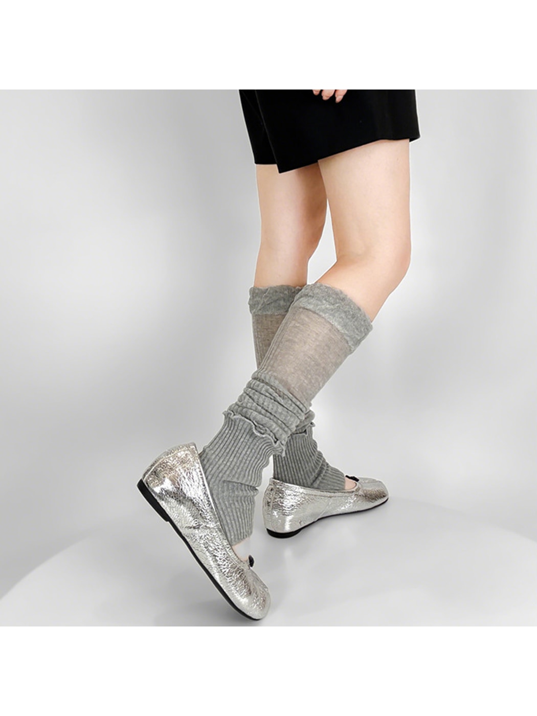 Cozyra - Sheer Ribbed Stirrup Leg Warmers
