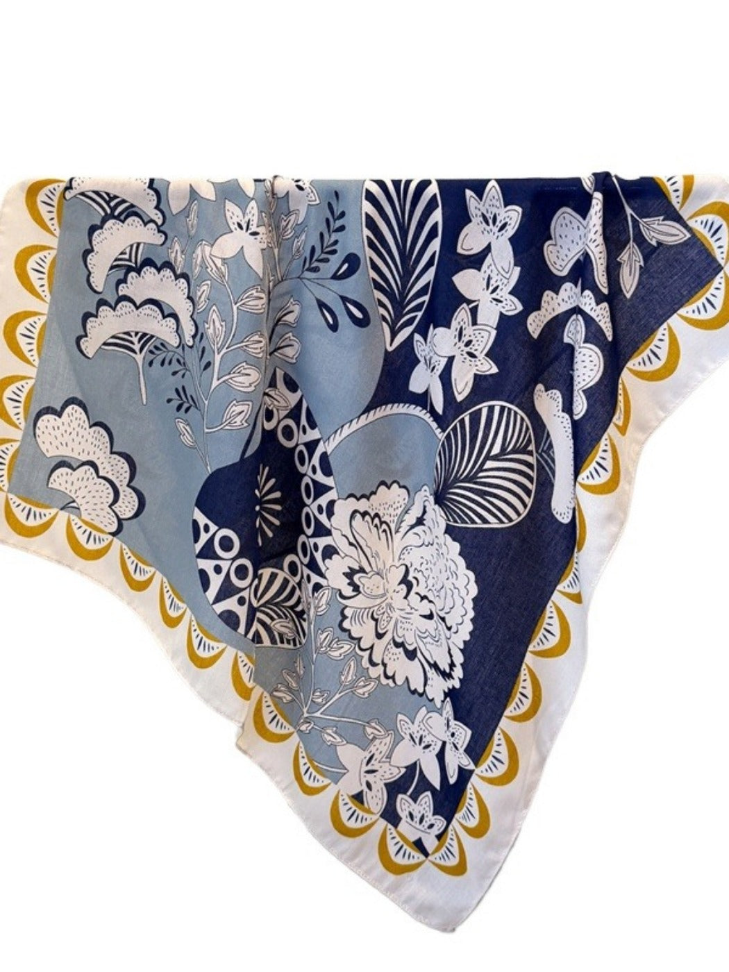 Scarvii - Boho Square Scarf with Botanical & Floral Print – Artistic & Bright