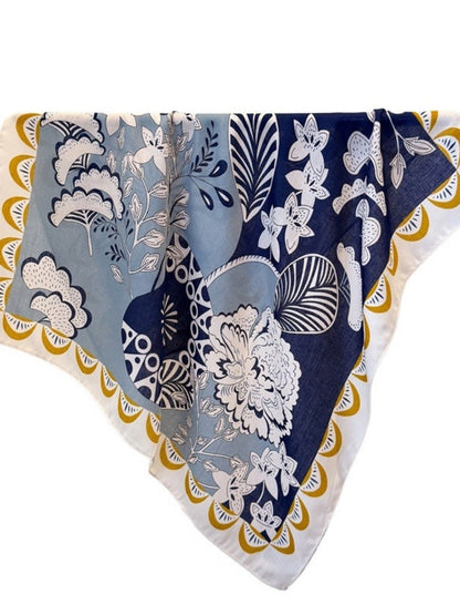 Scarvii - Boho Square Scarf with Botanical & Floral Print – Artistic & Bright