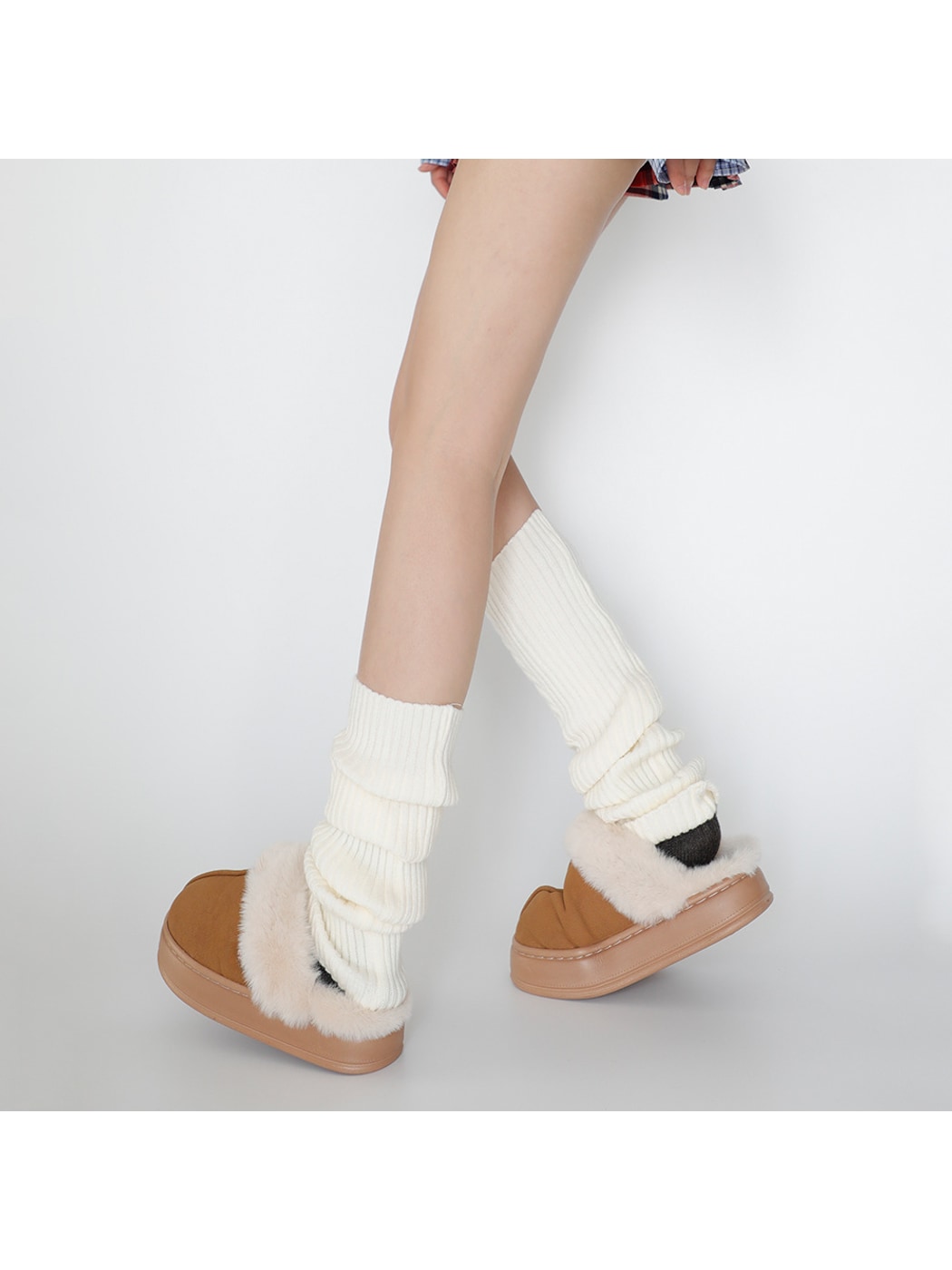 Cozyra - Jacquard Grid Slouchy Leg Warmer