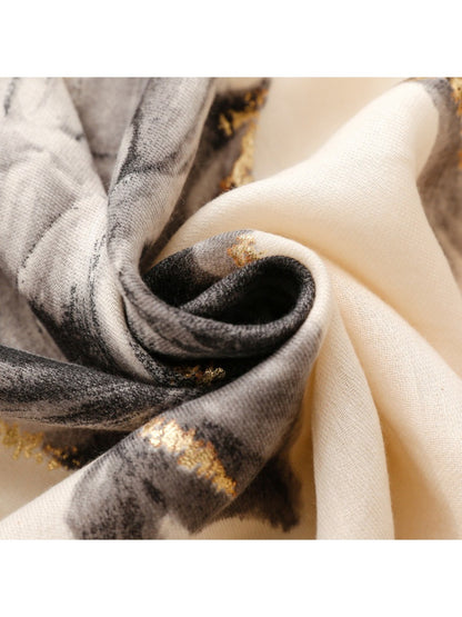 Scarvii - Gold Foil Scarf & Shawl with Lotus Pattern