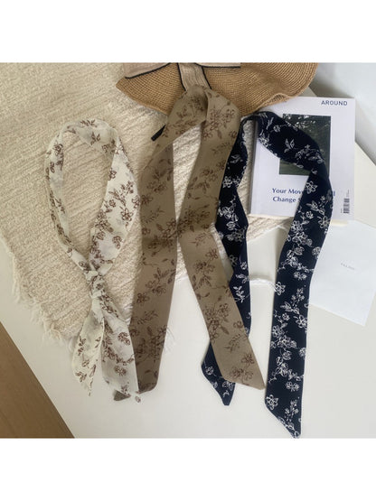 Scarvii - Minimal Floral Ribbon Skinny Scarf