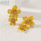 Earwish - Double Layer Flower Ear Studs - Minimalist & Elegant