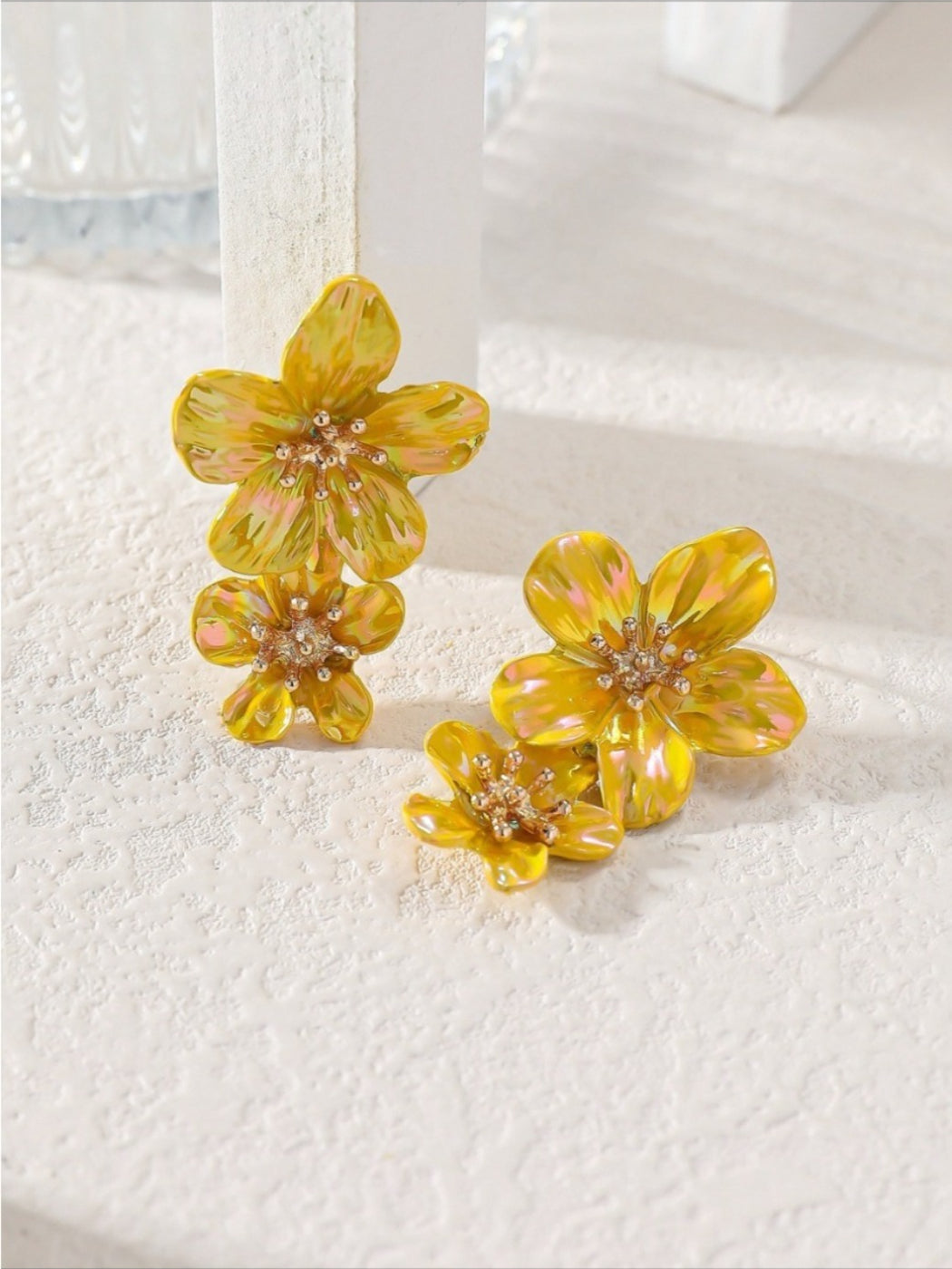 Earwish - Double Layer Flower Ear Studs - Minimalist & Elegant