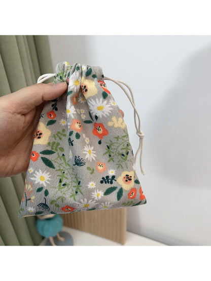 Cosbai mini floral pouch with drawstring closure and colorful floral design