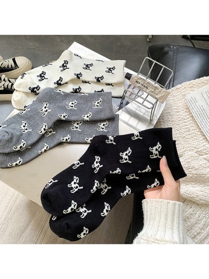 Rufia - Playful Dog Motif Crew Socks