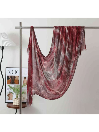 Scarvii - Abstract Mottled Tie-Dye Fringe Scarf
