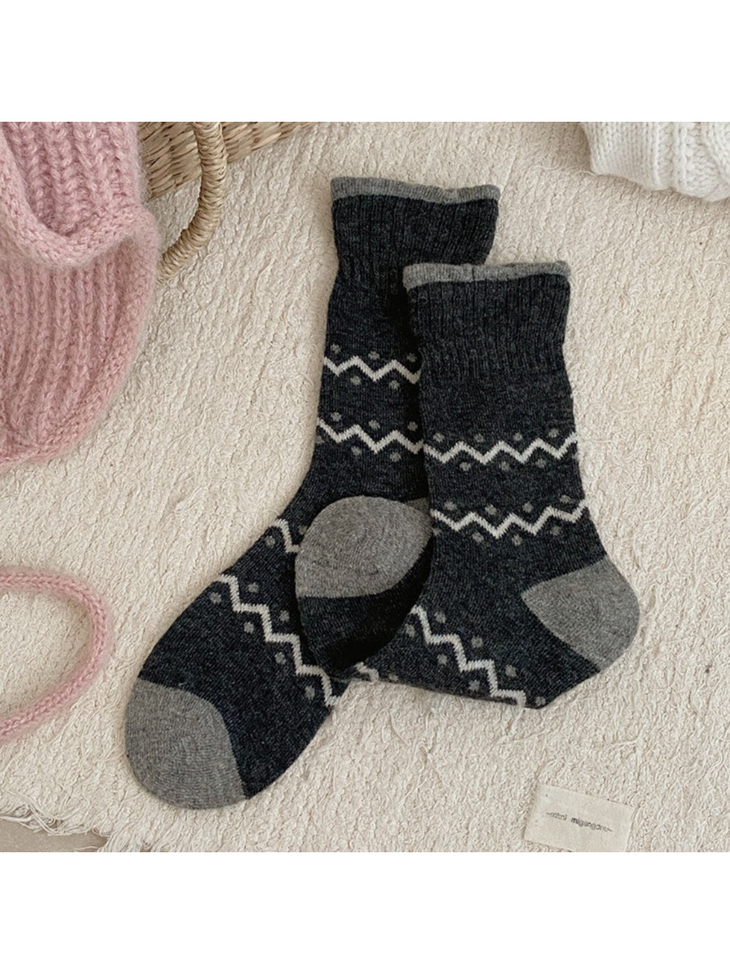 Rufia - Soft Wave Pattern Crew Socks