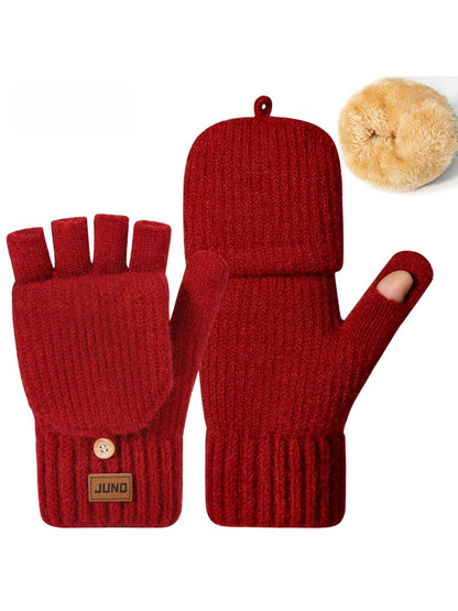 Gloving - Thickened Convertible Fingerless Gloves with Mitten Flaps