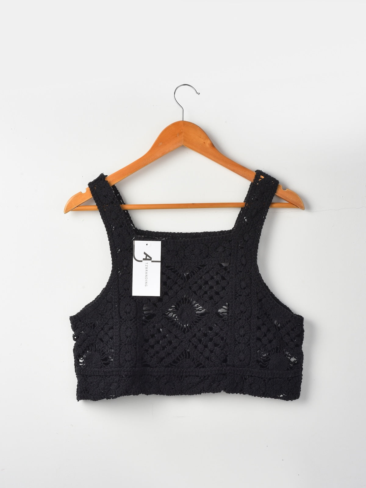 Back view of Crosa vintage crochet camisole tank top